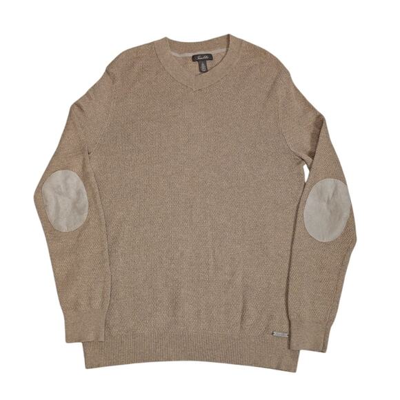 Tasso Elba Cashmere Blend Sweater With Elbow Patches Large Tan - Picture 1 of 7